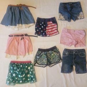 Girl's Size 7/8 Lot - Skirts & Shorts - 8 Items + Belts